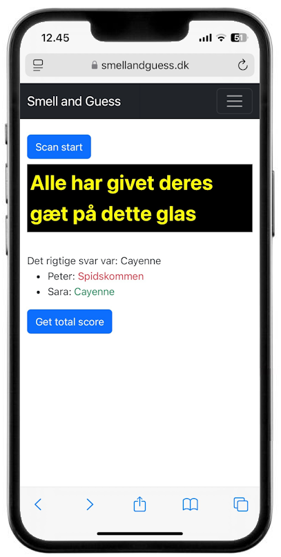 WebApp result of round